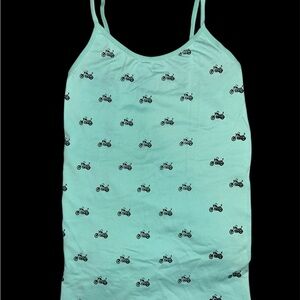 Mint Green Motorcycle Print Women's Top